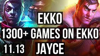 EKKO vs JAYCE (MID) | 2.2M mastery, 1300+ games, 8/1/0, Legendary | KR Diamond | v11.13