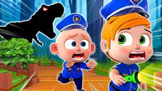 T-rex is Coming! | Baby Police Chase Dinosaur | NEW✨ Nursery Rhymes & Funny Cartoon For Kids