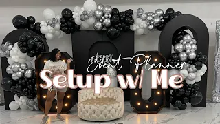 EVENT PLANNER VLOG| Setup w/ Me | 60th Birthday | Black, White & Silver Balloon Garland | DIYWITHKI