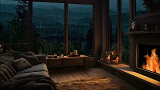 Cozy Rain Sounds | Rain in Cozy Cabin with Fireplace and Gentle Rain Sounds to Relaxation & Sleeping