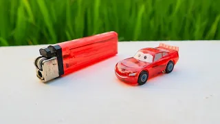 Creative ideas for making Lightning McQueen from gas lighters