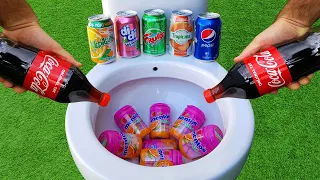 Experiment !! FRUITY MENTOS vs Cola, Yedigün, Fruko, Pepsi, Tropicana, Didi and Mentos in toilet
