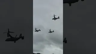 US Marines 3 x MV-22 Osprey flying over Dublin