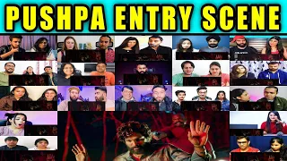 Pushpa Entry Scene | Icon Star Allu Arjun Entry In Pushpa | Mixed Mashup Reaction