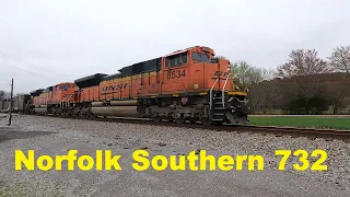 NS Loaded Coal Train 732 - BNSF Power - Eastbound at Brock