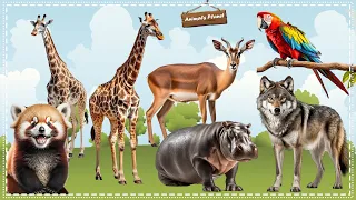 Cute Little Animals Making Funny Sounds: Antelope, Wolf, Parrot, Hippopotamus, Red Panda, Giraffe