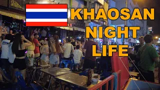 Bangkok Khaosan Road Night Life Walking - 2023 Thailand Travel 4K