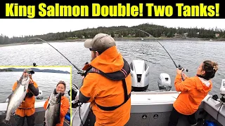 Epic King Salmon Double! Two Tanks! Alaskan Salmon Fishing - Juneau, Alaska! JUNE 2023 #alaska