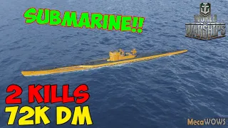 World of WarShips | U-190 | 2 KILLS | 72K Damage - Replay Gameplay 4K 60 fps
