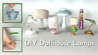 DIY Dollhouse Antique, Retro & Modern LAMPS ~Easy Upcycling~ #miniaturelights #minilamps #minilights