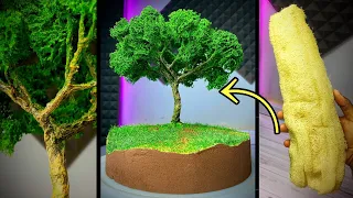 طريقة صنع مجسم شجره 🌳بخامات متوفره في كل منزل tree model