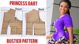 How to Properly draft a PRINCESS DART BUSTIER blouse / Easiest method for Beginners / BUSTIER blouse