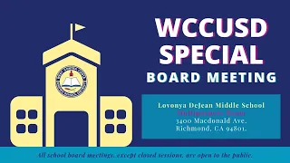 WCCUSD Special Board of Education Meeting for January 13, 2022