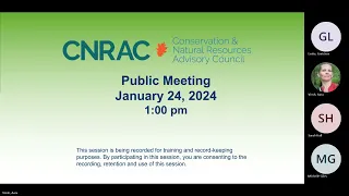 Conservation and Natural Resources Advisory Committee Meeting -- January 24, 2024