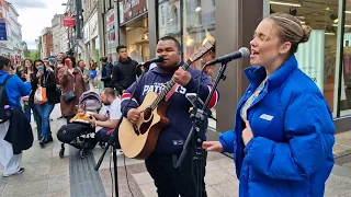 CROWDED STREET STOP !! Ed Sheeran - Shape Of You | Allie Sherlock cover & Fabio Rodrigues