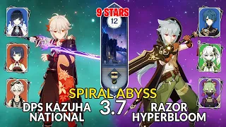 New 3.7 Spiral Abyss│DPS Kazuha National & Razor Hyperbloom |Floor 12 - 9 Stars| Genshin Impact