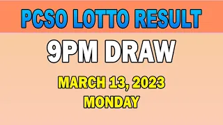 Pcso Lotto Results 9PM - March 13,  2023 Monday Swertres 2d results