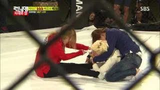 A head-to-head match between Song Jihyo and IU on stage @ Running Man 131020