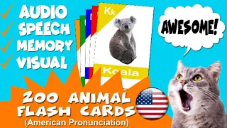 Picture & American English Sound of 200 ABC Animal Flash Cards for Adult & Kids | #mowmowedutainment