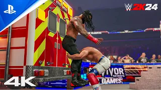 WWE 2K24 - Cody Rhodes vs Roman Reigns | WWE Championship Ambulance Match | 4K 60FPS PC Gameplay