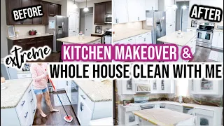 HUGE KITCHEN MAKEOVER + WHOLE HOUSE CLEAN WITH ME | KITCHEN TRANSFORMATION | SPEED CLEANING ROUTINE