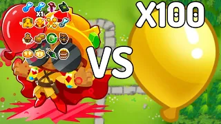 God Boosted Bloon Master Alchemist VS. 100 Gold Bloons