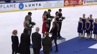 Finlandia Trophy Espoo 2016 Victory Ceremony  Ice Dance