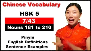 HSK 5 Course - Complete Chinese Vocabulary Course - HSK 5 Full Course / Nouns 181 to 210 (7/43)