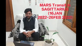 MARS TRANSIT IN SAGITTARIUS (16 JAN2022-26 FEB2022)