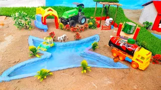 Diy mini Farm Diorama with house for Cow  Mini Hand Pump Supply Water Pool for animals #15