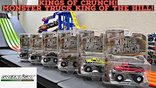 GREENLIGHT KINGS OF CRUNCH MONSTER TRUCKS! | MONSTER TRUCK KING OF THE HILL #diecastracing