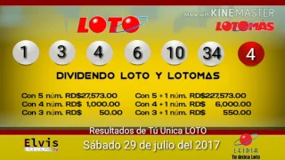 Resultados de tu única LOTO  Sábado 29 de julio del 2017