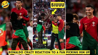 😂 Cristiano Ronaldo Crazy Reaction to a Fan Picking Him Up and Doing SIUUU Celebration with Him