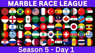 60 Countries Elimination Marble Race League Season 5 Day 1 | Algodoo