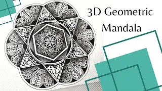 "Mastering 3D Geometric Mandalas: Learn How!" ♥️ How to draw 3D mandala | Easy to follow process 👍