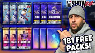 I OPENED 181 FREE PACKS! (8 MILLIONAIRE PACKS) - NO MONEY SPENT - MLB THE SHOW 23