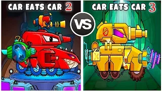 Car Eats Car 3 VS Car Eats Car 2 Сравнение Хищных Машинок - мульт игра про голодные тачки