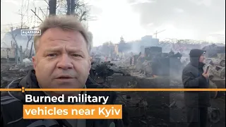 Video shows burned military vehicles in city near Kyiv, Ukraine I AJ #shorts