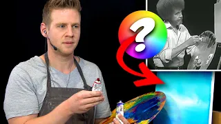 🎨❓ "Colorblind" Bob Ross Painting Challenge!! - Can I guess the right colors?...