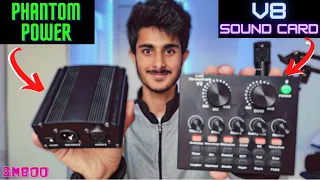 Phantom Power with V8 Sound card and BM800 Condenser Mic | Hindi/Urdu