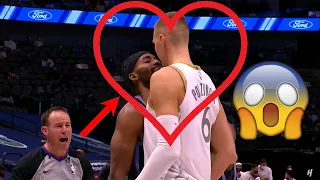 Kristaps Porzingis And Moe Harkless Kiss And Fight And Get A Technical Foul Reaction