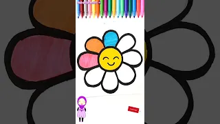 Rainbow flower drawing💐 #shorts #ytshorts #kidsdrawing