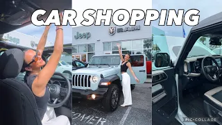 I BOUGHT MY FIRST CAR | car shop w/ me at range rover, jeep, and bronco!