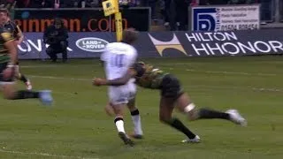 Courtney Lawes' huge tackle on Phil Godman