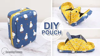 MULTI POCKETS POUCH DIY | Awesome Pouch Bag Tutorial & Sewing Pattern [sewingtimes]