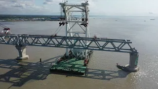 A glimpse of main structure of China-built Bangladesh's largest bridge