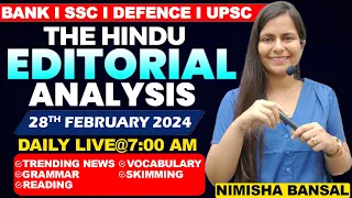 Editorial Analysis | 28th February ,2024 | Vocab, Grammar, Reading, Skimming | Nimisha Bansal