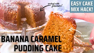 The BEST Retro Boxed Cake Mix HACK! || Vintage Banana Caramel PUDDING CAKE Recipe