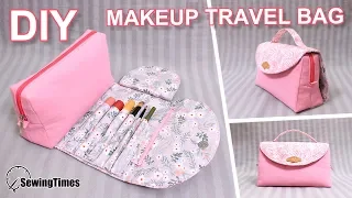 DIY MAKEUP TRAVEL BAG 파우치만들기 | Brush Roll Case | All In One Cosmetic Bag [sewingtimes]