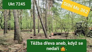 Těžba dřeva, vždy to nejde podle plánu 🤷, logging pine, Zetor Ukt 7245, Agama aga 2, @jpforest8882